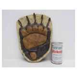 Large Grizzly Bear Footprint Impression Plaster Wall Sculpture