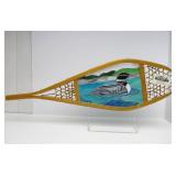 Great Looking Wooden Snowshoe w/Stained Glass Loon Rustic Cabin Decor Piece