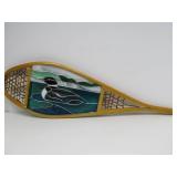 Great Looking Wooden Snowshoe w/Stained Glass Loon Rustic Cabin Decor Piece