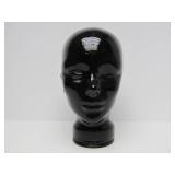 Excellent Vintage Black Glass Life-size Display Head - Made in Spain