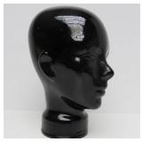 Excellent Vintage Black Glass Life-size Display Head - Made in Spain