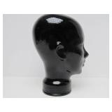 Excellent Vintage Black Glass Life-size Display Head - Made in Spain