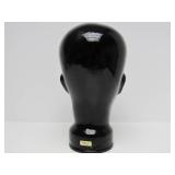 Excellent Vintage Black Glass Life-size Display Head - Made in Spain