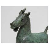 Oriental Heavy Patinated Bronze Running Horse Sculpture