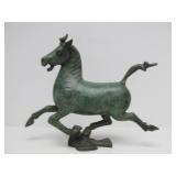 Oriental Heavy Patinated Bronze Running Horse Sculpture