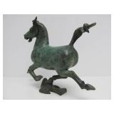 Oriental Heavy Patinated Bronze Running Horse Sculpture