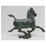 Oriental Heavy Patinated Bronze Running Horse Sculpture