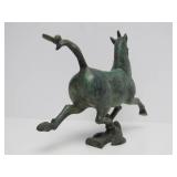 Oriental Heavy Patinated Bronze Running Horse Sculpture