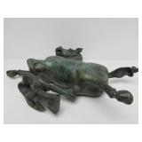 Oriental Heavy Patinated Bronze Running Horse Sculpture