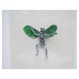 Shadowbox Framed Miniature Winged Skeleton Sculpture - Signed "C. Burton"