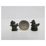 Wonderful Group of Antique Brass or Bronze Rooster Opium Weights