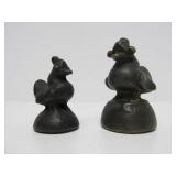 Wonderful Group of Antique Brass or Bronze Rooster Opium Weights