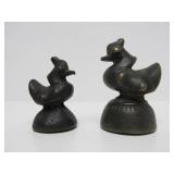 Wonderful Group of Antique Brass or Bronze Rooster Opium Weights