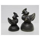 Wonderful Group of Antique Brass or Bronze Rooster Opium Weights