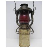 Awesome Antique DIETZ "Vesta" Railroad Lantern w/Embossed Red Glass Globe
