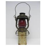 Awesome Antique DIETZ "Vesta" Railroad Lantern w/Embossed Red Glass Globe