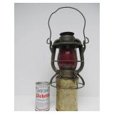 Awesome Antique DIETZ "Vesta" Railroad Lantern w/Embossed Red Glass Globe