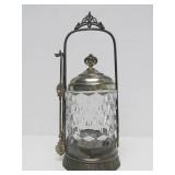 Ornate Antique Silverplated Pickle Castor w/Tongs