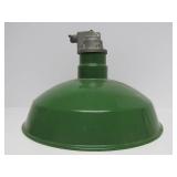 Very Nice Large 18" Vintage Industrial / Service Station Green Porcelain Enamel Light Fixture #1