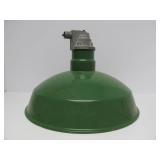 Very Nice Large 18" Vintage Industrial / Service Station Green Porcelain Enamel Light Fixture #2