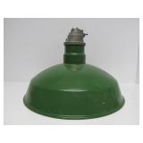 Very Nice Large 18" Vintage Industrial / Service Station Green Porcelain Enamel Light Fixture #2