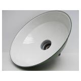 Very Nice Large 18" Vintage Industrial / Service Station Green Porcelain Enamel Light Fixture #2