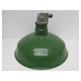 Very Nice Large 18" Vintage Industrial / Service Station Green Porcelain Enamel Light Fixture #2