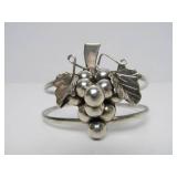 Vintage Sterling Silver TAXCO Cuff Bracelet w/Grape Cluster