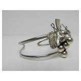 Vintage Sterling Silver TAXCO Cuff Bracelet w/Grape Cluster