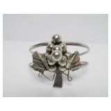 Vintage Sterling Silver TAXCO Cuff Bracelet w/Grape Cluster