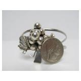 Vintage Sterling Silver TAXCO Cuff Bracelet w/Grape Cluster