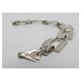 Very Nice Southwestern Sterling Silver Link Bracelet w/Native American Design