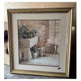 Quality Framed Large signed Numbered Print Mediterranean Floral Scene by Lee Hazel