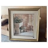 Quality Framed Large signed Numbered Print Mediterranean Floral Scene by Lee Hazel