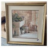 Quality Framed Large signed Numbered Print Mediterranean Floral Scene by Lee Hazel