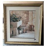 Quality Framed Large signed Numbered Print Mediterranean Floral Scene by Lee Hazel