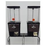 Working Double 25 Cent Candy/Gumball Machine w/Stand - No Ney