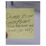 Working Double 25 Cent Candy/Gumball Machine w/Stand - No Ney