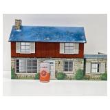 Larger Vintage MARX Tin Litho 2-Story Colonial Doll House