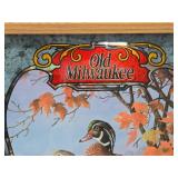 Retro Vintage OLD MILWAUKEE Advertising Beer Mirror Sign w/Ducks