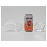 2 Signed MATS JONASSON Sweden Crystal Paperweight Sculptures - Eagle & Fish