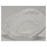 2 Signed MATS JONASSON Sweden Crystal Paperweight Sculptures - Eagle & Fish