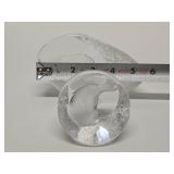 2 Signed MATS JONASSON Sweden Crystal Paperweight Sculptures - Eagle & Fish