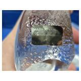 2 Signed MATS JONASSON Sweden Crystal Paperweight Sculptures - Eagle & Fish