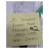 Lot f 20 Different Indian Head Pennies from 1882-1908 #2