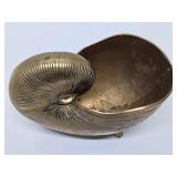 Larger Vintage Solid Brass Tri-Legged Nautilus Shell Bowl