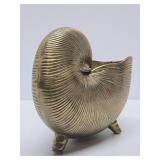 Larger Vintage Solid Brass Tri-Legged Nautilus Shell Bowl