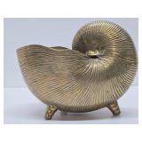 Larger Vintage Solid Brass Tri-Legged Nautilus Shell Bowl