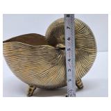 Larger Vintage Solid Brass Tri-Legged Nautilus Shell Bowl