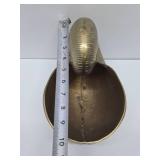 Larger Vintage Solid Brass Tri-Legged Nautilus Shell Bowl